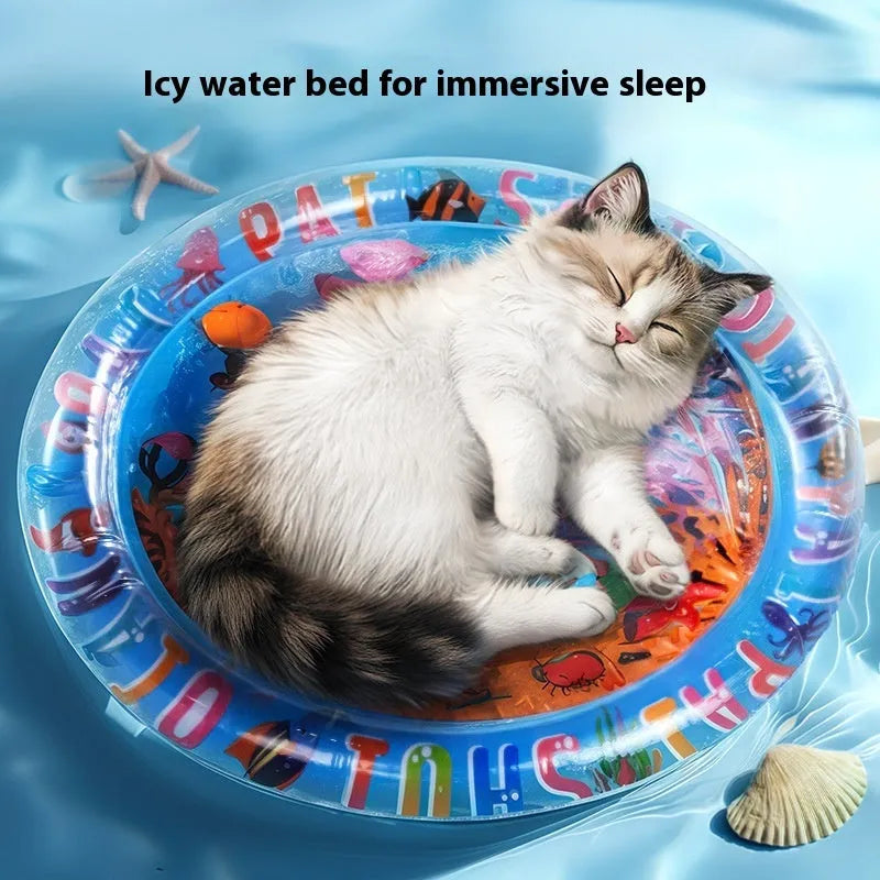 PVC inflatable pet water cooling mattress with Dolphin design in 65cm size