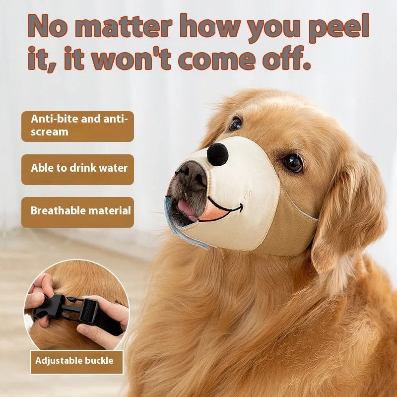 Canvas dog muzzle in Ollie Brown Bear colour with buckle fastening, shown on a dog's snout.