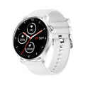 Smart watch with colour screen displaying heart rate and blood pressure metrics on silicone wristband