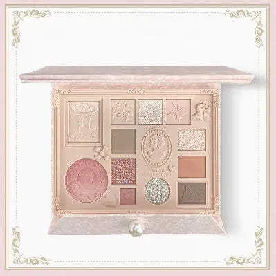Embossed all-in-one eyeshadow highlighter blush plate with 8 colours, Almond Baked Milk shade