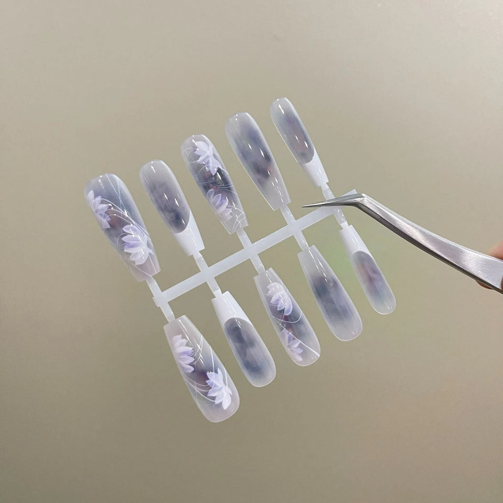 40PCS Chinese butterfly long ladder nail stickers in Qingzhi XB1-573, SMSXS sizes, glossy and unsealed layer options.