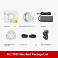 ML100Bi aluminium alloy photography LED fill light with lenses and Bluetooth control