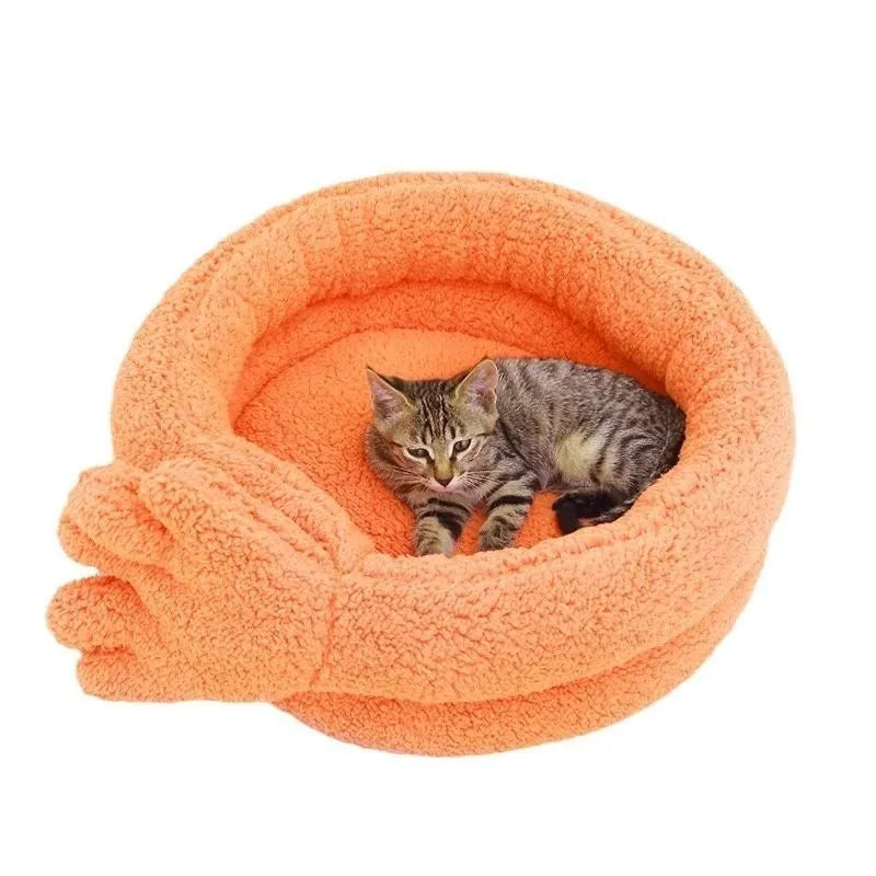 Yellow pet kennel with plush mattress measuring 48 x 20 cm for cats and small dogs