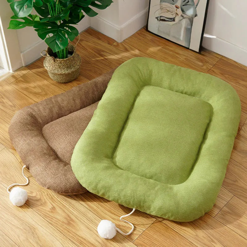 Brown kennel cushion mat with cooling gel pad for small and medium dogs in four sizes