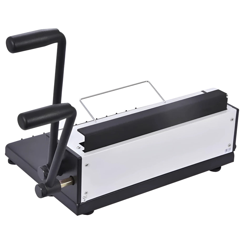 34 hole iron ring binding machine in black with two solid handles for A4 paper and 3:1 pitch double iron ring binding