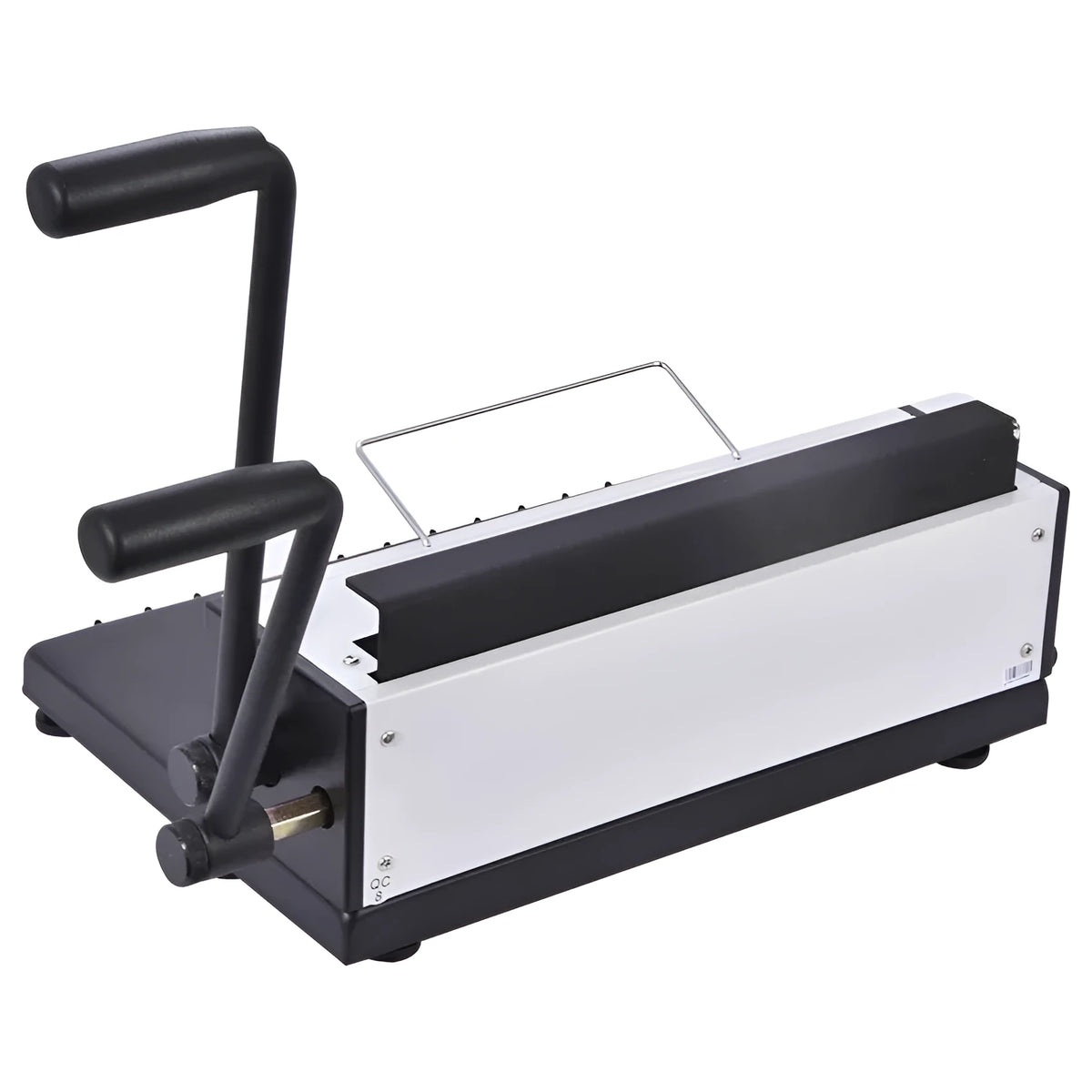 34 hole iron ring binding machine in black with two solid handles for A4 paper and 3:1 pitch double iron ring binding