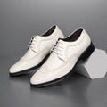 Block carved casual leather shoes for men, low top, first layer cowhide upper, rubber sole, available in multiple colours