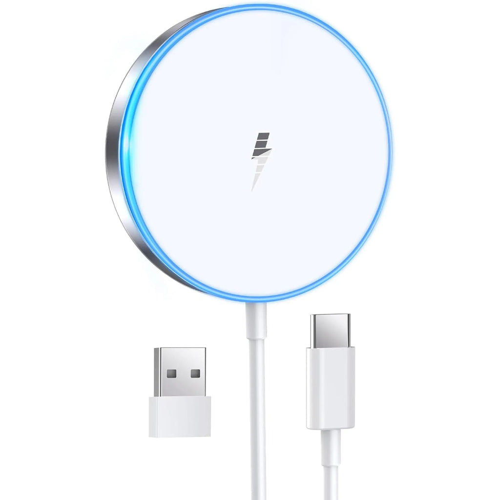 Single white magnetic wireless charger for mobile phone, universal style charging pad