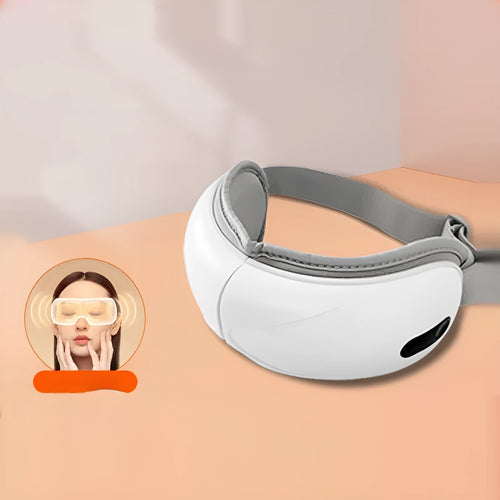 White rechargeable airbag massage and hot compress eye massager with charging cable