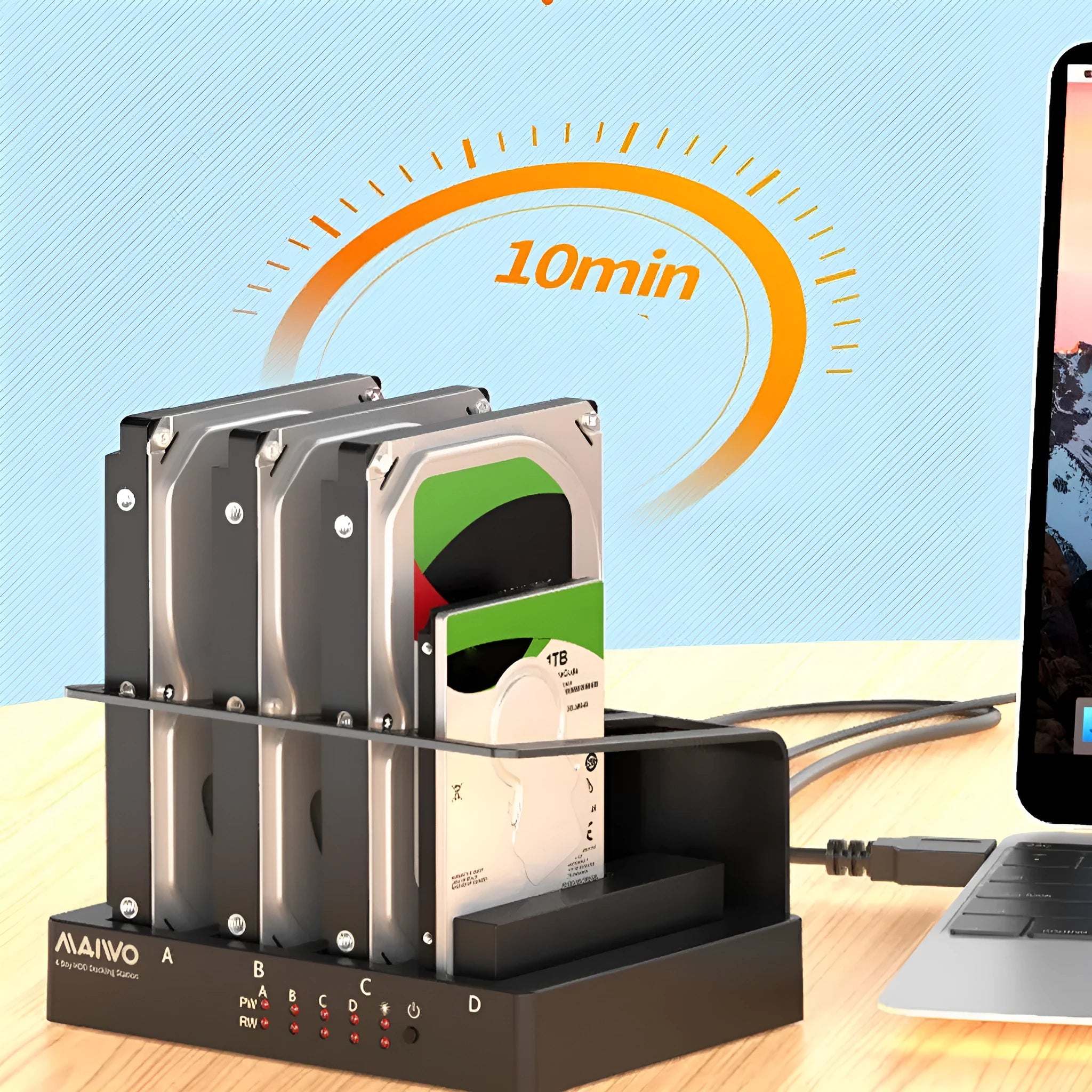 K305BU3S four-bay external hard drive enclosure expansion base for 2.5-inch SATA drives