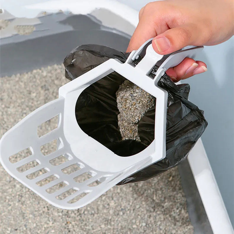 Self-cleaning cat litter scoop in grey, 26x14x11cm PP material, suitable for all cat litter types