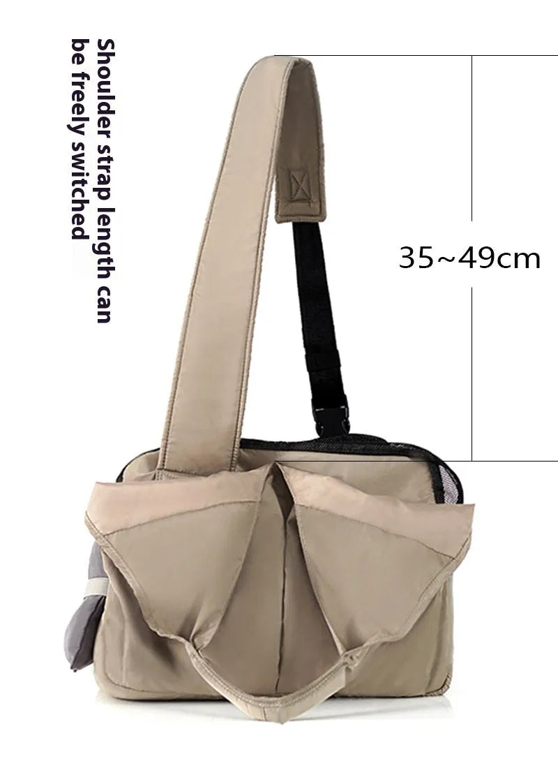 Apricot cloth pet summer handbag carrier measuring 41x16x28 cm for small dogs