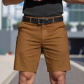 Men's solid colour straight-cut fifth pants shorts in polyester fabric