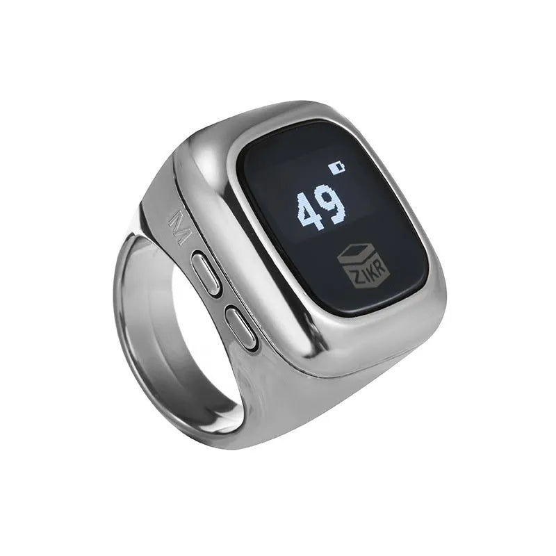 Al-Fatiha Zikr digital wrist counter on strap, showing display screen, available in multiple colours and sizes.