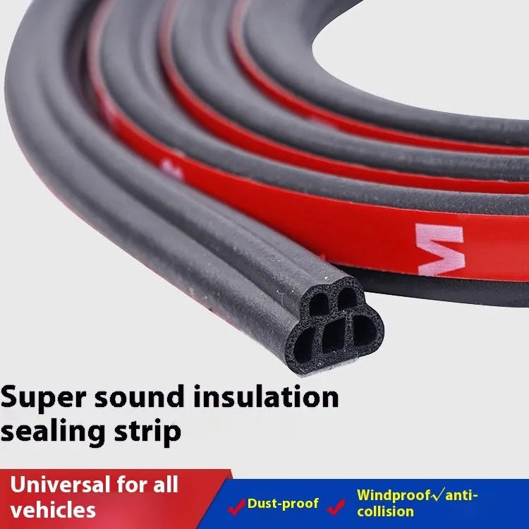 Double-layer 5-hole thick black film sound deadening L-type sealing strip 12 mm for doors and windows
