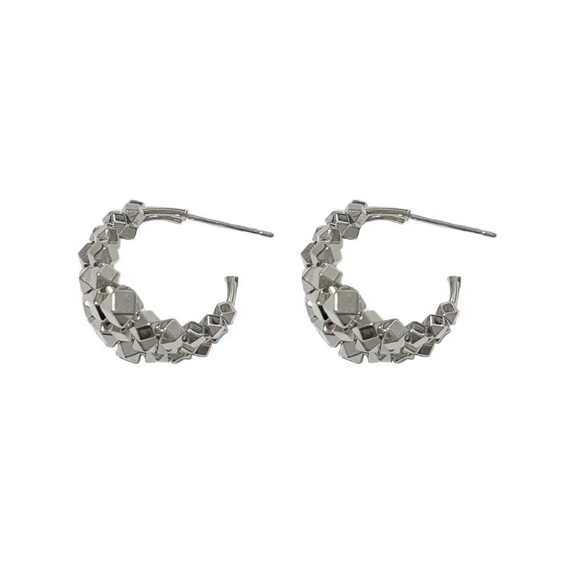 Multi-layer ear ring pair in copper with real gold plating, gold or silver tone, geometric ring design