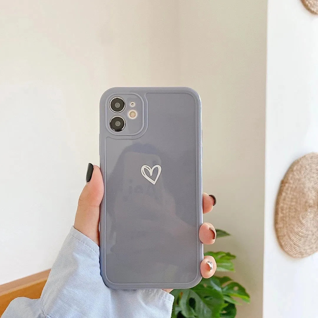 Couples Love solid colour TPU phone case for iPhone 14, 13, 12, 11, XS Max in Grey