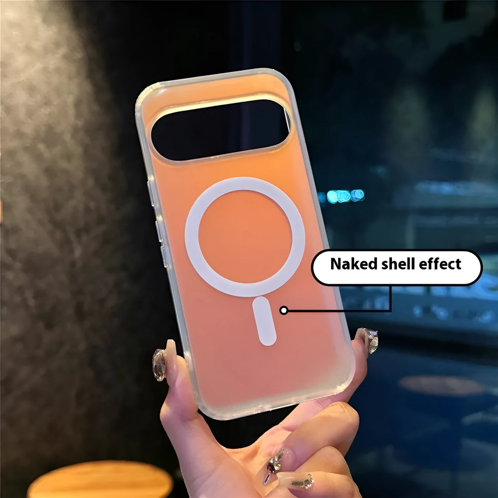 Frosted magnetic phone case with laser colour changing finish for Google phone model