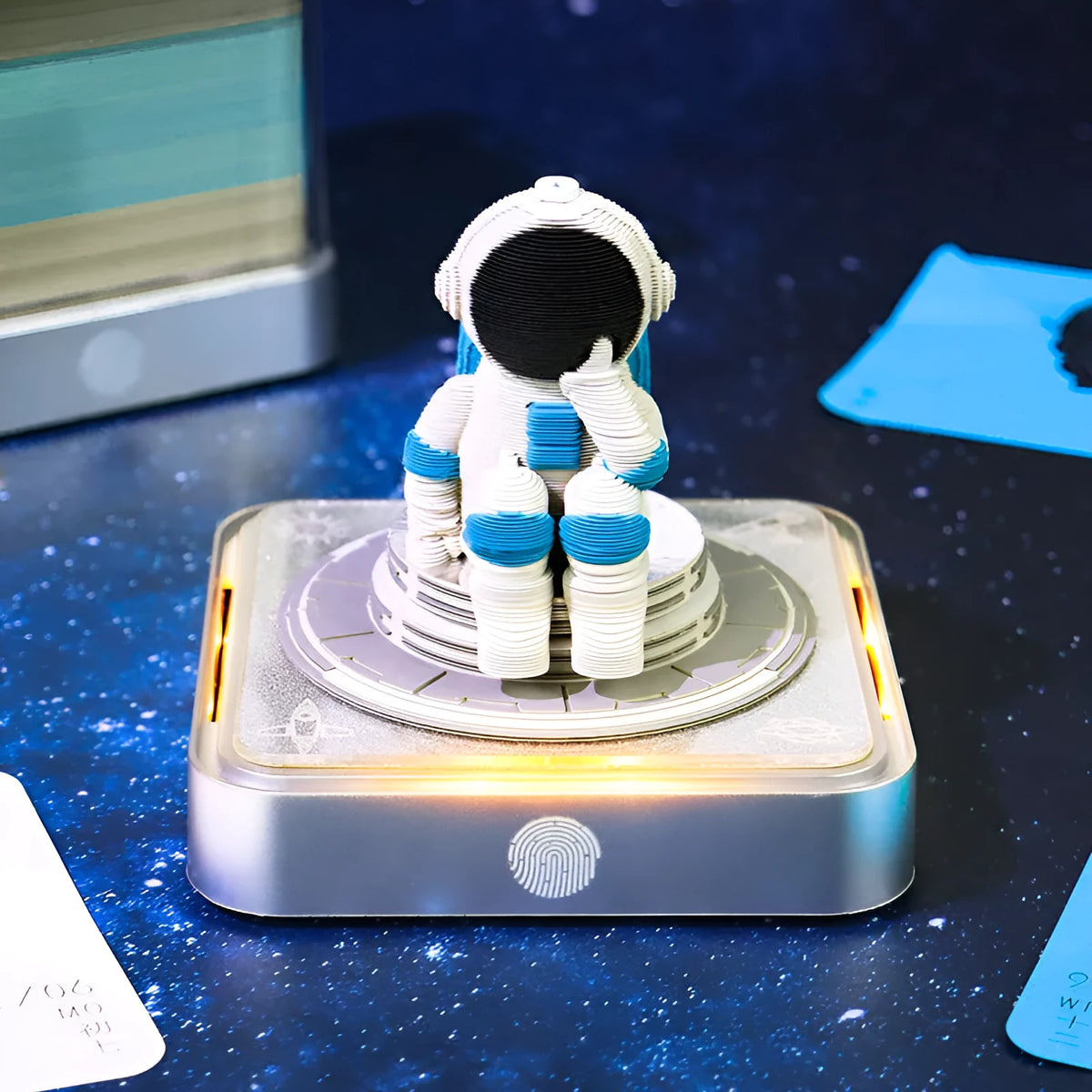 Creative 3D sticky notes 2026 paper carving calendar Space Walker Chinese classical style on desk