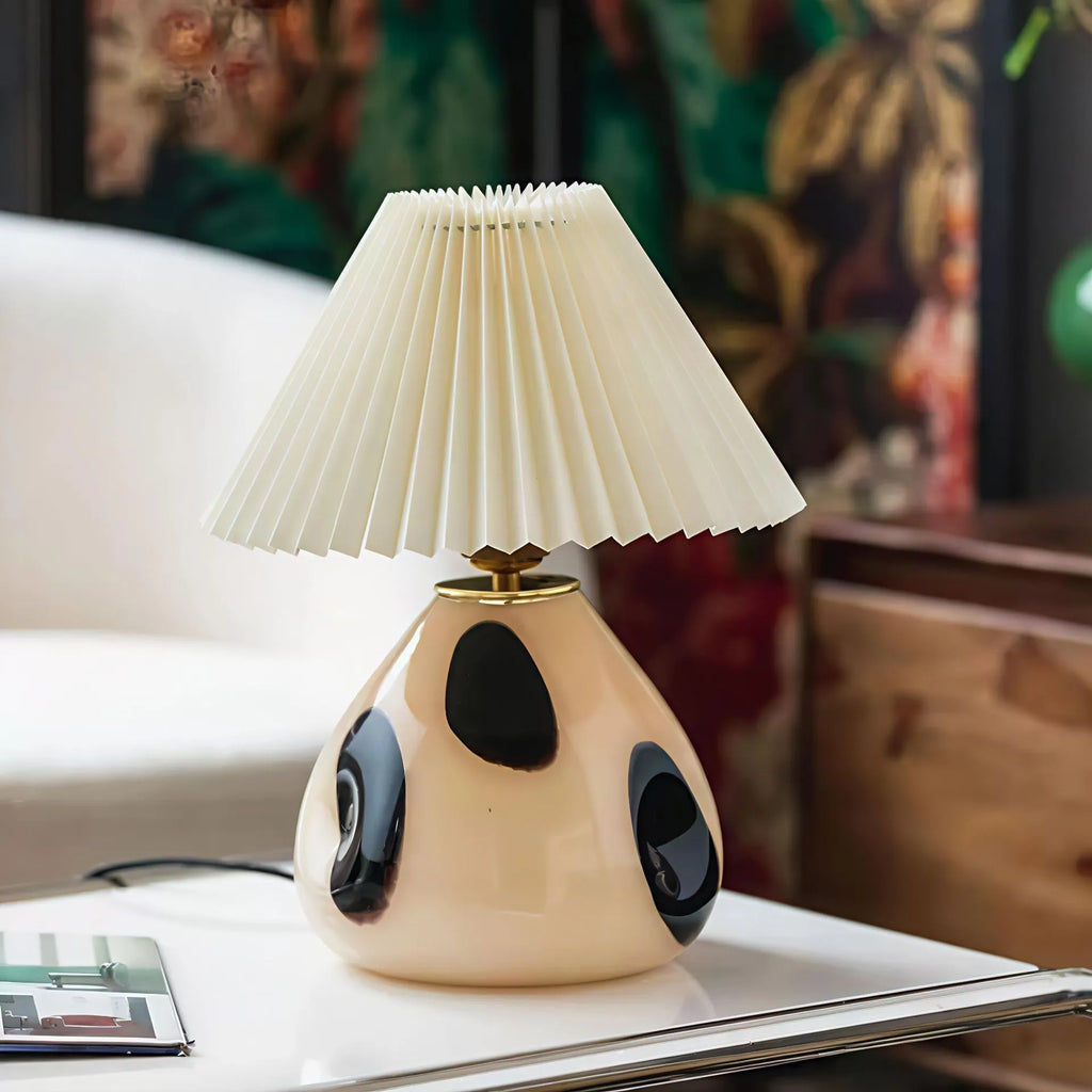 Nordic ceramic dimming table lamp in Panda or Striped design, 220V bedside desk light with plug options