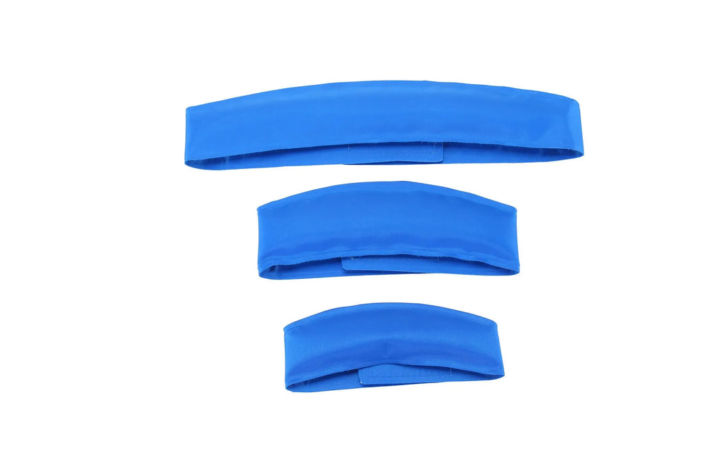 Blue gel pet cooling collar for dogs and cats, smooth non-stick surface, sizes S M L
