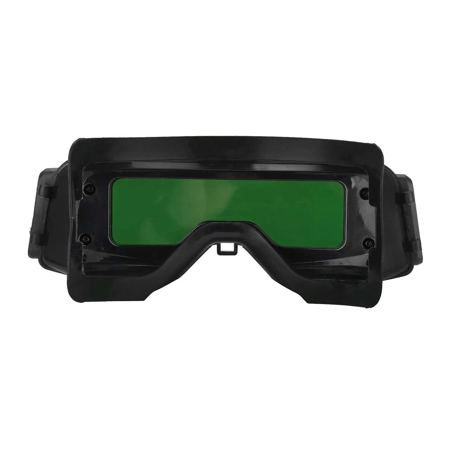 Black automatic darkening welding mask with protective headwear and a large rectangular viewing lens.