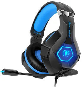 Thunder Wear Luminous gaming headset with microphone, RGB lights, and braided cable in black with coloured trim.
