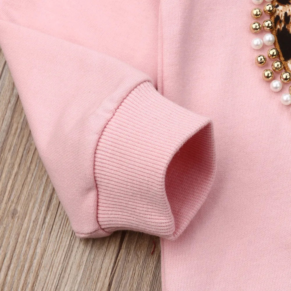Cotton Print Sweatshirt Two-Piece Lounge Set for Women Casual Tracksuit with Crew Neck and Elastic Waistband Available in Pink Sizes 80 to 120cm Asian Fit Loungewear Co-ord