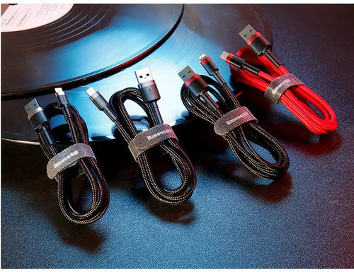 Apple compatible 8PIN charging cable in red and black colour with 1 metre length