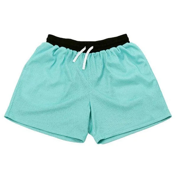 Men's solid colour mesh quick-drying shorts for summer running and fitness.
