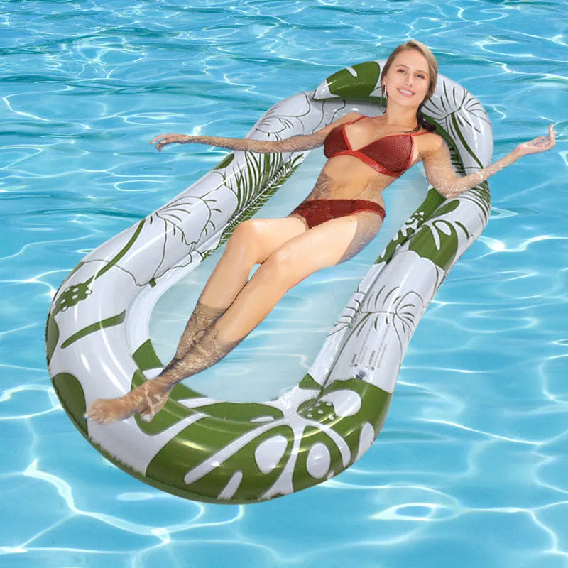Inflatable water hammock with net seat in animal style, yellow puppy design, 160x90cm size for pool use