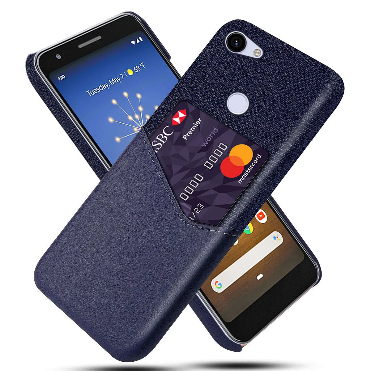 A solid colour leather back cover case for a Google Pixel mobile phone.