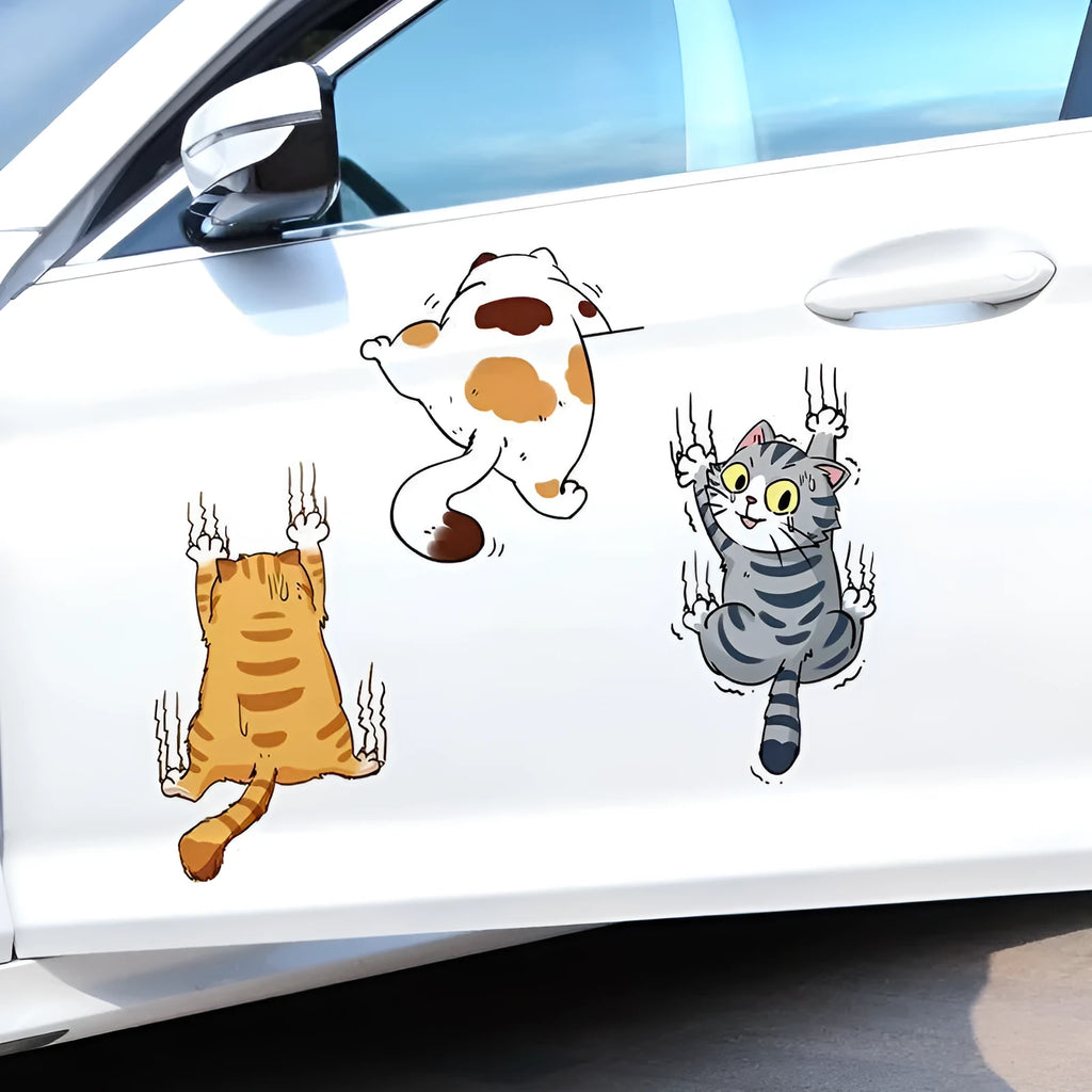 Cat cartoon car doctor blade cover sticker suit three-piece set in multiple sizes