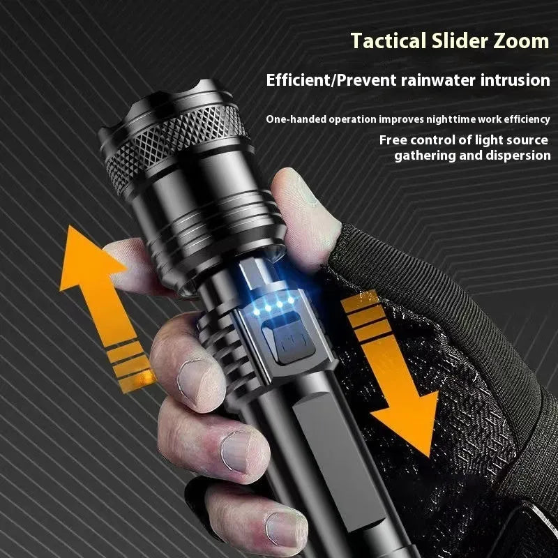 Power Torch portable rechargeable super bright LED searchlight 2200 lumens telescopic zoom IP55