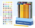 Set of 72 or 126 soft core coloured pencils in a box, with basswood barrels, for art students.