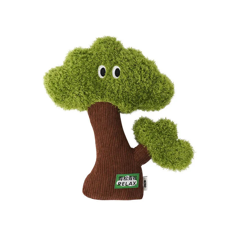Cat toy with pine tree shaped catnip bag on teasing stick for interactive play