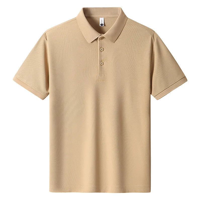 A man's loose-fit casual cotton t-shirt with a letter print, shown in one of six available colours.