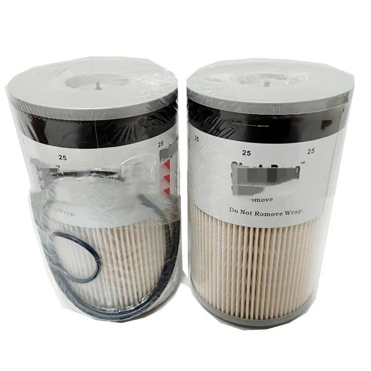 FS19764 diesel fuel filter with folding paper element, showing 10mm connection ports.