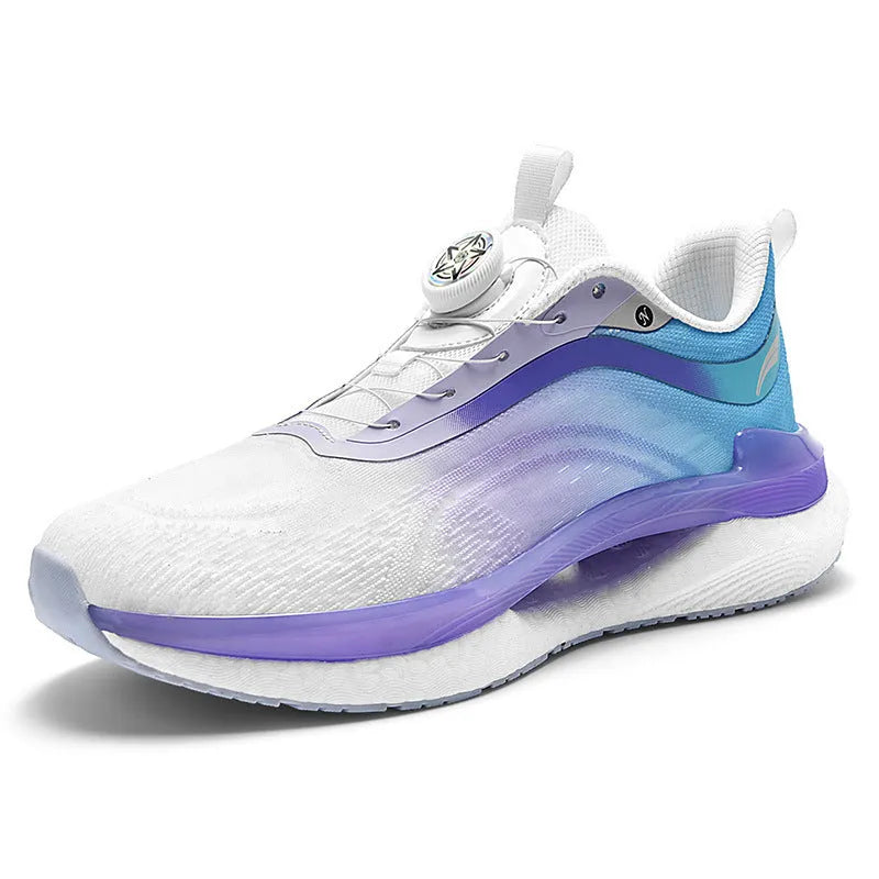 Men's high-top mesh running sneaker in solid colour with buckle closure and composite sole.