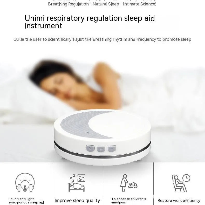 White plastic sleep aid device with USB port for anxiety and insomnia relief