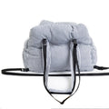 Portable cloth car kennel for dogs in light blue colour with net pocket design