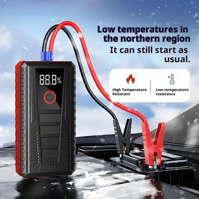 Car jump starter 1000A peak 14.8V emergency power supply with ordinary clip and storage bag, 15.7cm x 8.1cm x 3.6cm