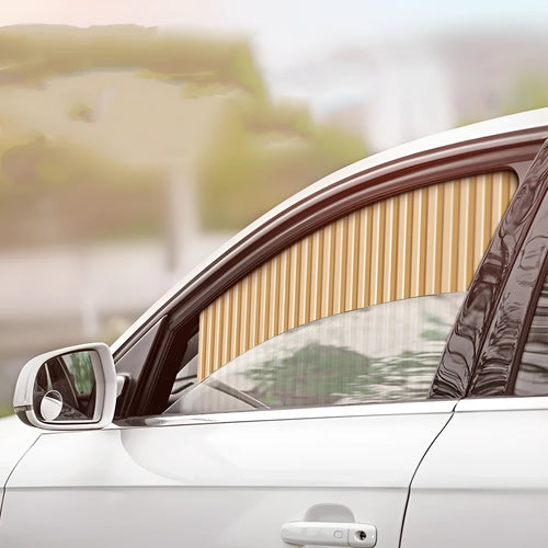 Auto retractable car sun curtain with roller shutter mechanism in gold colour