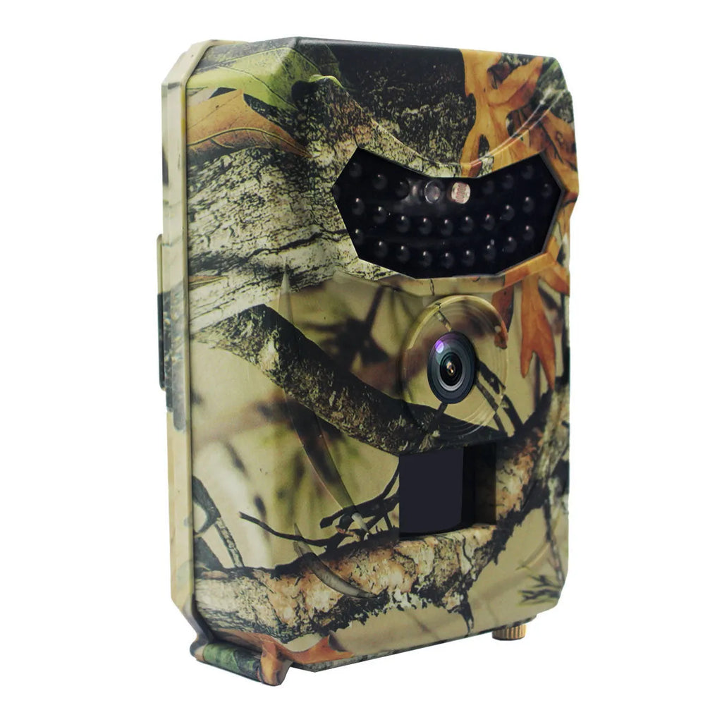 Yellow brown hunting game camera with infrared sensors for night vision wildlife monitoring