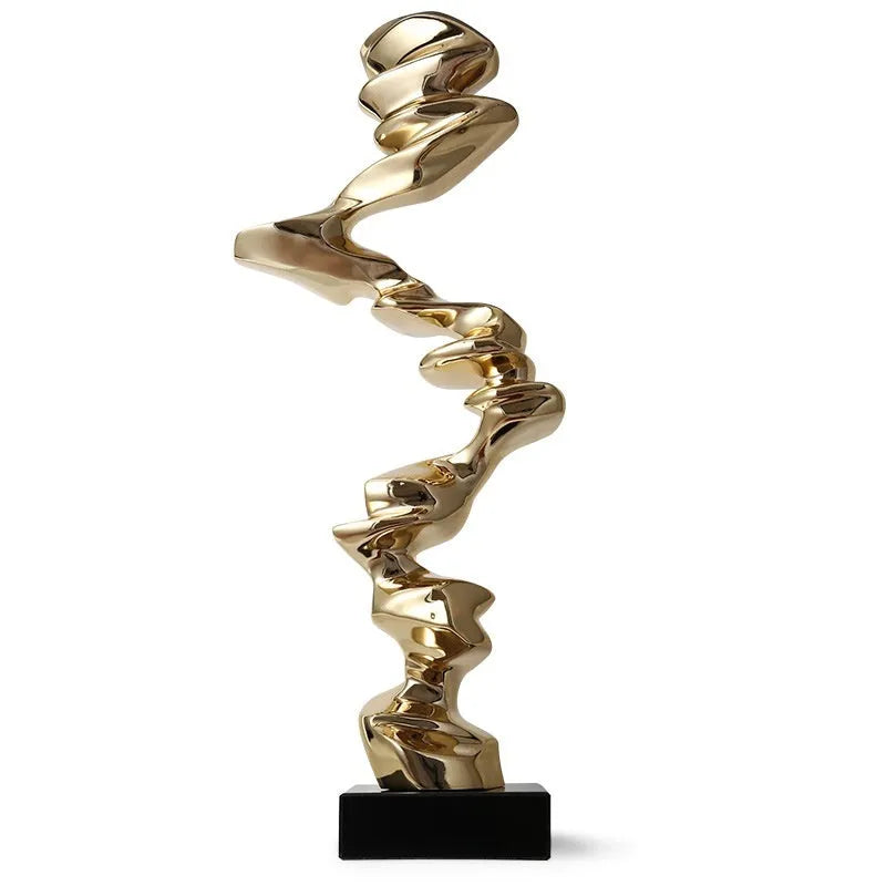 Abstract resin sculpture in bright gold, silver, or blue for modern home decor