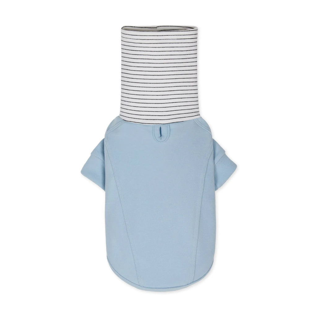 Colour block high collar dog shirt in pink, light blue, or brown, polyester pet clothes