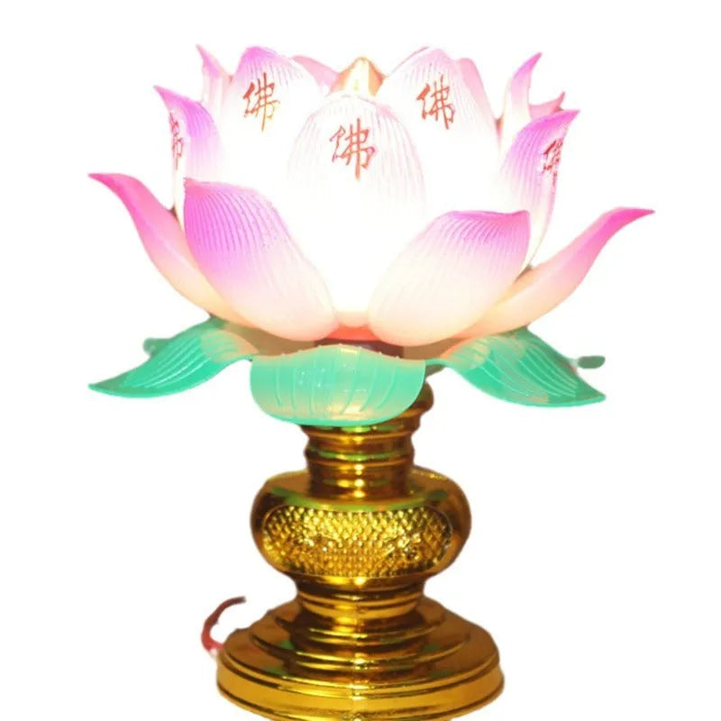 Buddha Light Lotus Lamp with colourful illumination and a US plug.