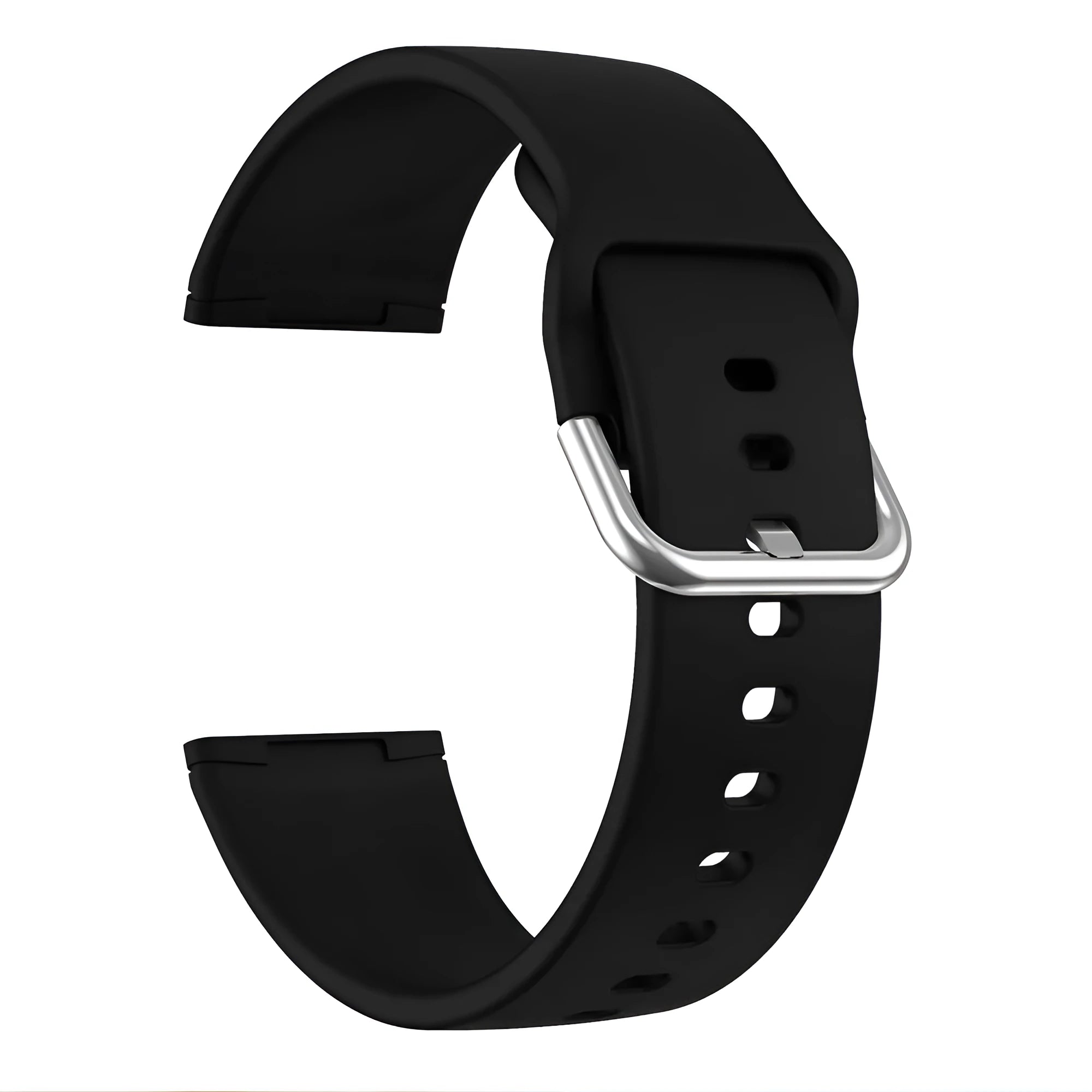Silicone replacement strap with silver buckle for Fitbit Versa 3 and Sense 2 in multiple colour options.