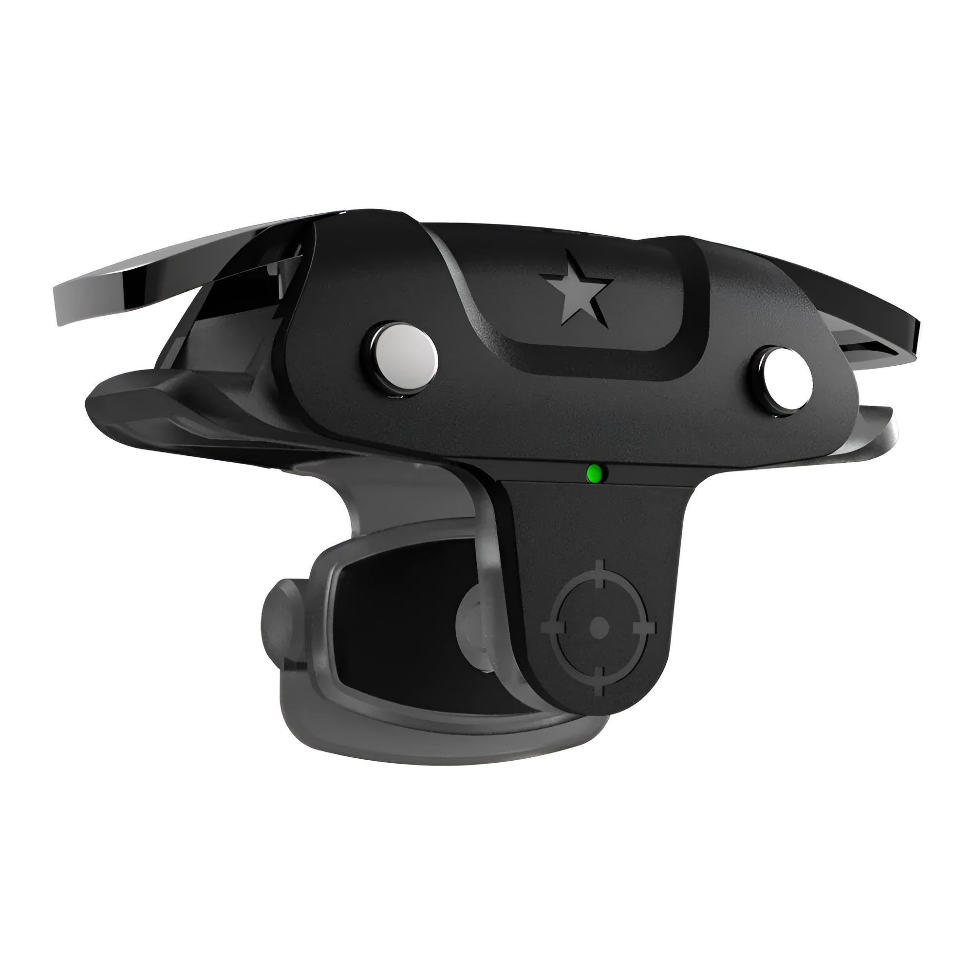 Black F5 Bluetooth mobile game controller for smartphones on a plain background.