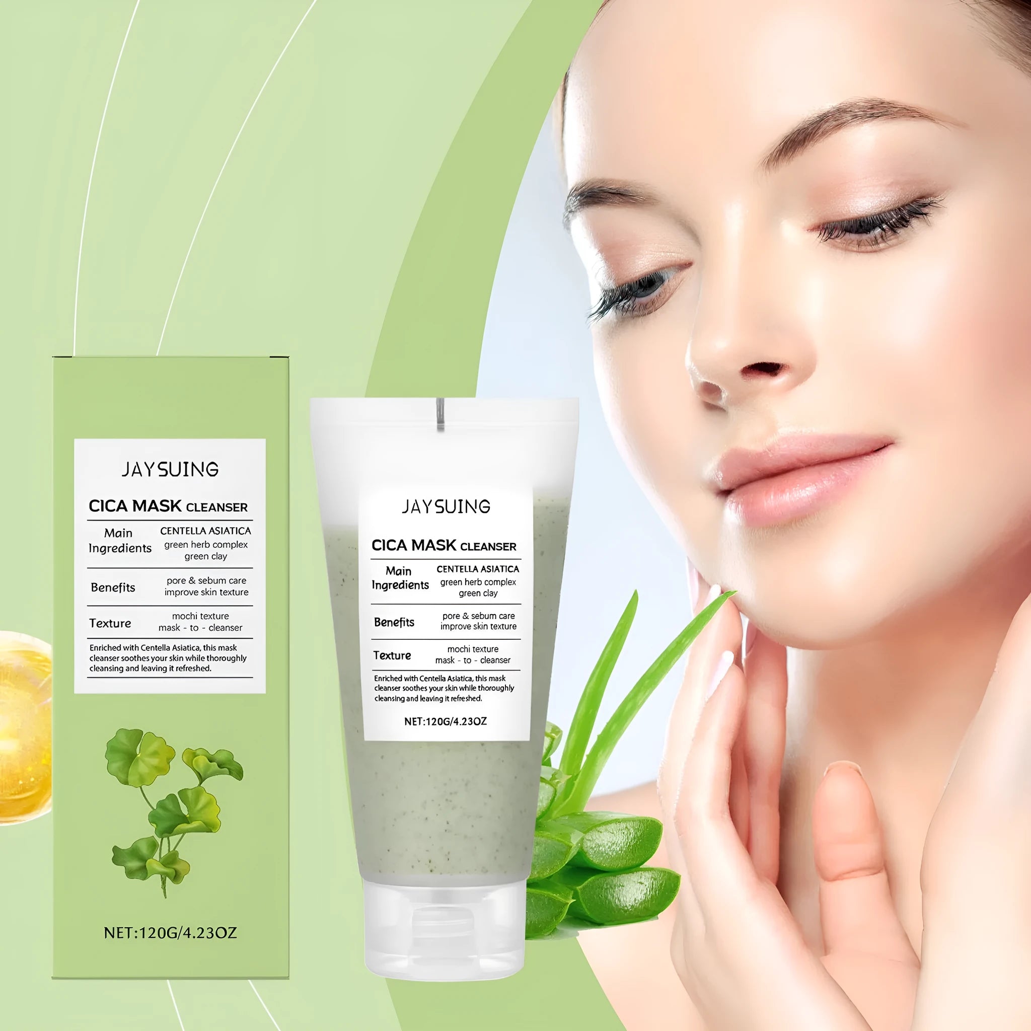 Centella Asiatica Soothing Facial Cleanser 120g container with plant extracts